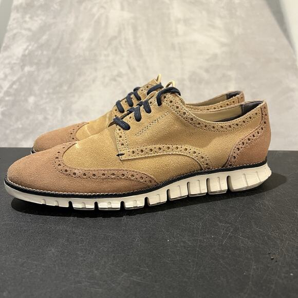 Cole Haan Zerogrand Suede Wingtip Oxfords Mens 8.5 Camel C20633 Casual Dress main image 5